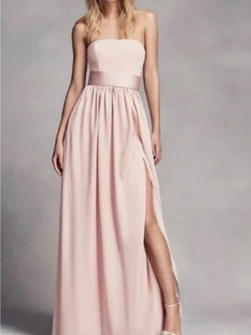 Vera Wang Strapless Light Blush Evening Gown